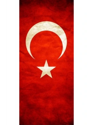 Türk Bayrağı Kapı Direk Kaplama Folyosu BASKILI STİCKER Sağ-Sol 2 Adet 22*50 CM