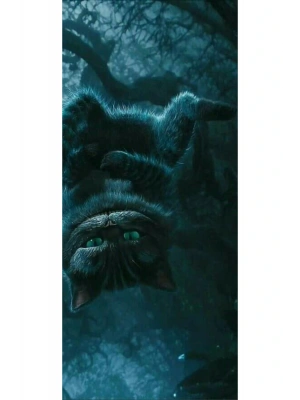 Cheshire Kedisi Kapı Direk Kaplama Folyosu BASKILI STİCKER Sağ-Sol 2 Adet 22*50 CM