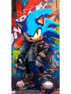 Sonic Kapı Direk Kaplama Folyosu BASKILI STİCKER Sağ-Sol 2 Adet 22*50 CM