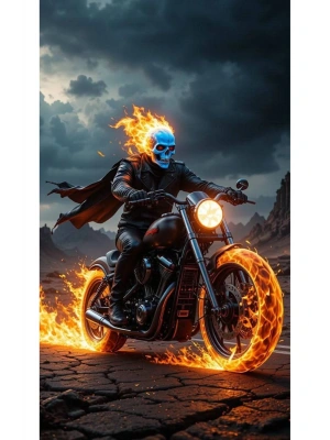 Ghost-Rider Kapı Direk Kaplama Folyosu BASKILI STİCKER Sağ-Sol 2 Adet 22*50 CM