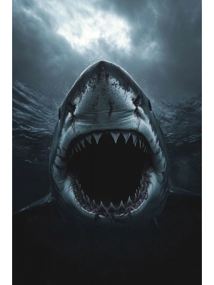 Köpek Balığı Kapı Direk Kaplama Folyosu BASKILI STİCKER Sağ-Sol 2 Adet 22*50 CM