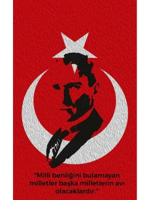 Atatürk ve Türk Bayrağı Kapı Direk Kaplama Folyosu BASKILI STİCKER Sağ-Sol 2 Adet 22*50 CM