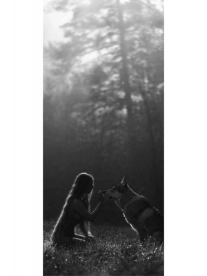 Kurt ve Kız Kapı Direk Kaplama Folyosu BASKILI STİCKER Sağ-Sol 2 Adet 22*50 CM