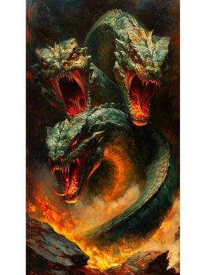 Üç Başlı Ejder Kapı Direk Kaplama Folyosu BASKILI STİCKER Sağ-Sol 2 Adet 22*50 CM