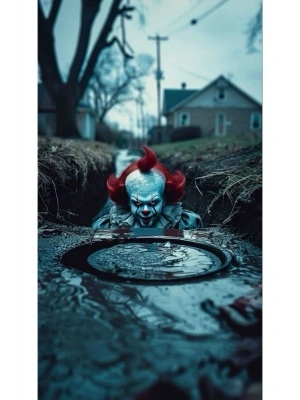 Pennywise Kapı Direk Kaplama Folyosu BASKILI STİCKER Sağ-Sol 2 Adet 22*50 CM