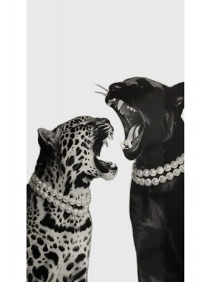 Leopar ve Panter Kapı Direk Kaplama Folyosu BASKILI STİCKER Sağ-Sol 2 Adet 22*50 CM