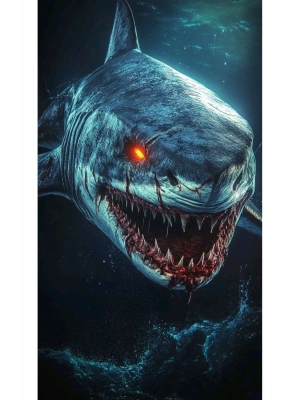 Köpek Balığı Kapı Direk Kaplama Folyosu BASKILI STİCKER Sağ-Sol 2 Adet 22*50 CM