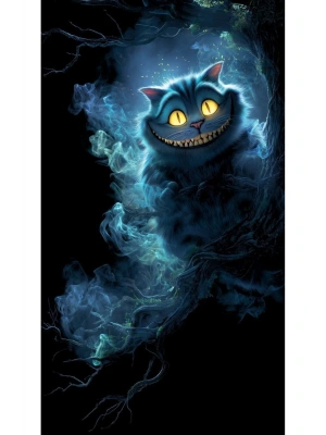 Cheshire Kedisi Kapı Direk Kaplama Folyosu BASKILI STİCKER Sağ-Sol 2 Adet 22*50 CM