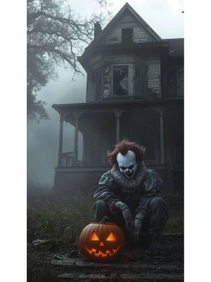 Pennywise Kapı Direk Kaplama Folyosu BASKILI STİCKER Sağ-Sol 2 Adet 22*50 CM