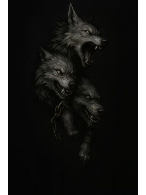 Üç Kurt Kapı Direk Kaplama Folyosu BASKILI STİCKER Sağ-Sol 2 Adet 22*50 CM