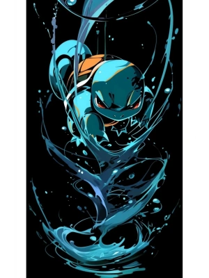 Squirtle Balığı Kapı Direk Kaplama Folyosu BASKILI STİCKER Sağ-Sol 2 Adet 22*50 CM