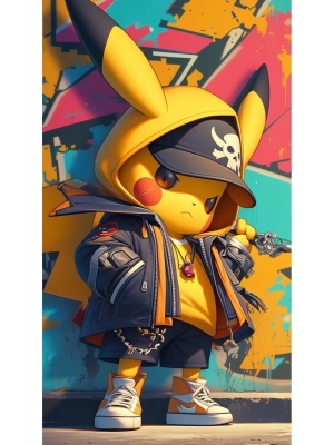 Pikachu Kapı Direk Kaplama Folyosu BASKILI STİCKER Sağ-Sol 2 Adet 22*50 CM