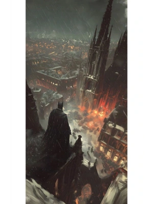 Batman Kapı Direk Kaplama Folyosu BASKILI STİCKER Sağ-Sol 2 Adet 22*50 CM