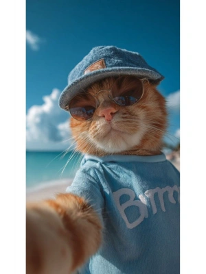 Kedi Kapı Direk Kaplama Folyosu BASKILI STİCKER Sağ-Sol 2 Adet 22*50 CM