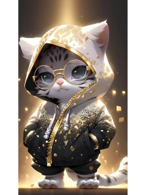 Kedi Kapı Direk Kaplama Folyosu BASKILI STİCKER Sağ-Sol 2 Adet 22*50 CM