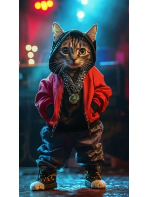 Kedi Kapı Direk Kaplama Folyosu BASKILI STİCKER Sağ-Sol 2 Adet 22*50 CM