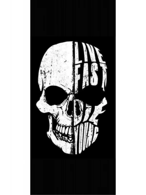 Life Fast Die Young Kuru Kafa Kapı Direk Kaplama Folyosu BASKILI STİCKER Sağ-Sol 2 Adet 22*50 CM