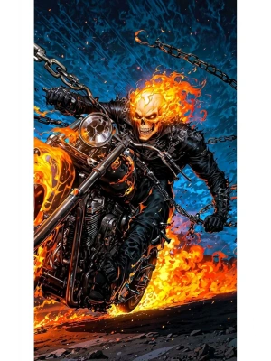 Ghost-Rider Kapı Direk Kaplama Folyosu BASKILI STİCKER Sağ-Sol 2 Adet 22*50 CM