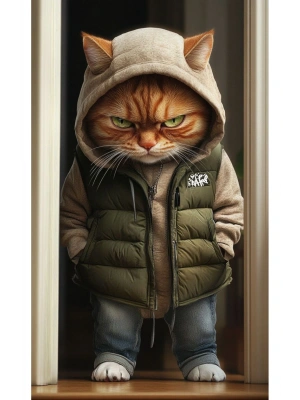 Kedi Kapı Direk Kaplama Folyosu BASKILI STİCKER Sağ-Sol 2 Adet 22*50 CM