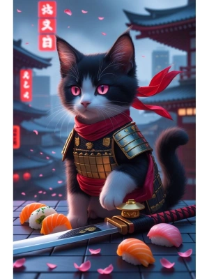 Kedi Kapı Direk Kaplama Folyosu BASKILI STİCKER Sağ-Sol 2 Adet 22*50 CM