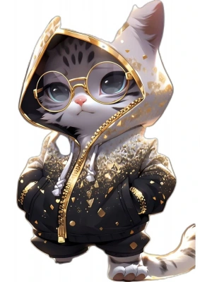 Kedi Kapı Direk Kaplama Folyosu BASKILI STİCKER Sağ-Sol 2 Adet 22*50 CM