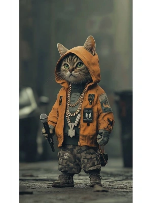 Kedi Kapı Direk Kaplama Folyosu BASKILI STİCKER Sağ-Sol 2 Adet 22*50 CM