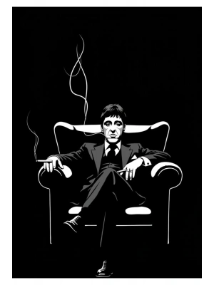 Tony Montana Kapı Direk Kaplama Folyosu BASKILI STİCKER Sağ-Sol 2 Adet 22*50 CM