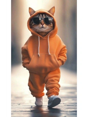 Kedi Kapı Direk Kaplama Folyosu BASKILI STİCKER Sağ-Sol 2 Adet 22*50 CM