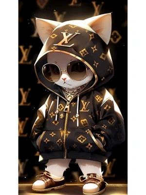 Kedi Kapı Direk Kaplama Folyosu BASKILI STİCKER Sağ-Sol 2 Adet 22*50 CM