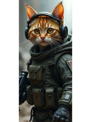 Kedi Kapı Direk Kaplama Folyosu BASKILI STİCKER Sağ-Sol 2 Adet 22*50 CM