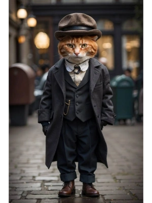 Kedi Kapı Direk Kaplama Folyosu BASKILI STİCKER Sağ-Sol 2 Adet 22*50 CM