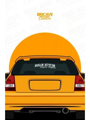 Bugün Keyfim Dıptıs Dıptıs JDM Araba-Motosiklet Cam Etiket Sticker 29x7cm