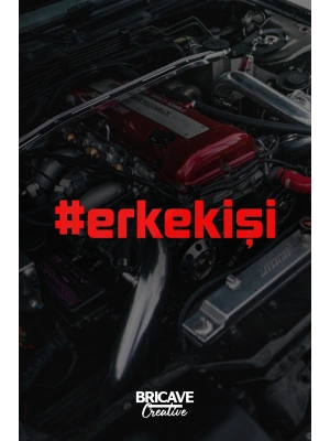 Erkek İşi Yazı JDM Araba-Motosiklet Cam Etiket Sticker 20x4,4cm