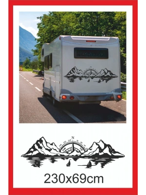 Pusula Deniz Dağ Orman Doğa Manzara Off Road Kamp Karavan Sticker 60x18