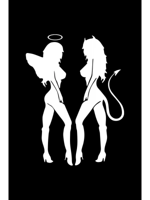 Melek Şeytan Araba, Motorsiklet, Kask, Laptop, Cam Sticker 16x12 Cm