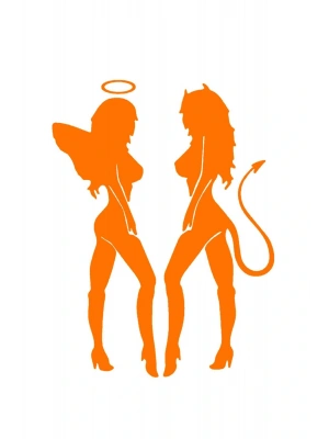 Melek Şeytan Araba, Motorsiklet, Kask, Laptop, Cam Sticker 16x12 Cm