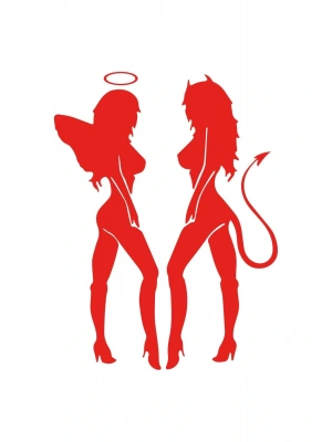 Melek Şeytan Araba, Motorsiklet, Kask, Laptop, Cam Sticker 16x12 Cm