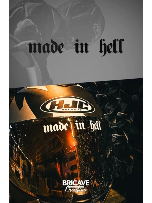 Made in Hell Yazı JDM Motosiklet Kask Etiket Sticker 10x2cm