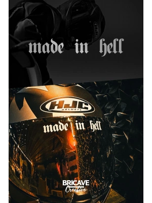 Made in Hell Yazı JDM Motosiklet Kask Etiket Sticker 10x2cm