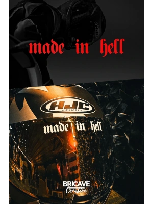 Made in Hell Yazı JDM Motosiklet Kask Etiket Sticker 10x2cm