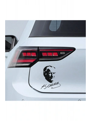 Atatürk Imza Sticker - Atatürk Sticker - Oto Sticker - Araba Sticker - Araç Sticker - 16cm X 20cm