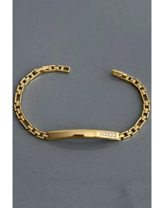 Özel Seri Zirkon Taşlı Künye Tasarım Rose Renk Xuping Kadın Çelik Bileklik