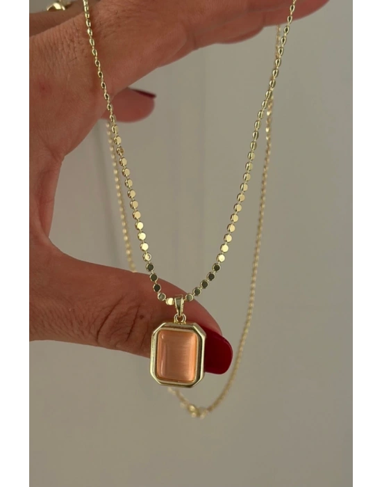 Premıum Seri Cats Eye Tasarım Plaka Model 60 Cm Ezme Zincirli Kadın Çelik Kolye