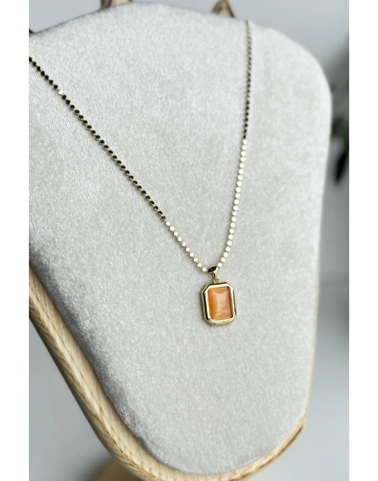 Premıum Seri Cats Eye Tasarım Plaka Model 60 Cm Ezme Zincirli Kadın Çelik Kolye