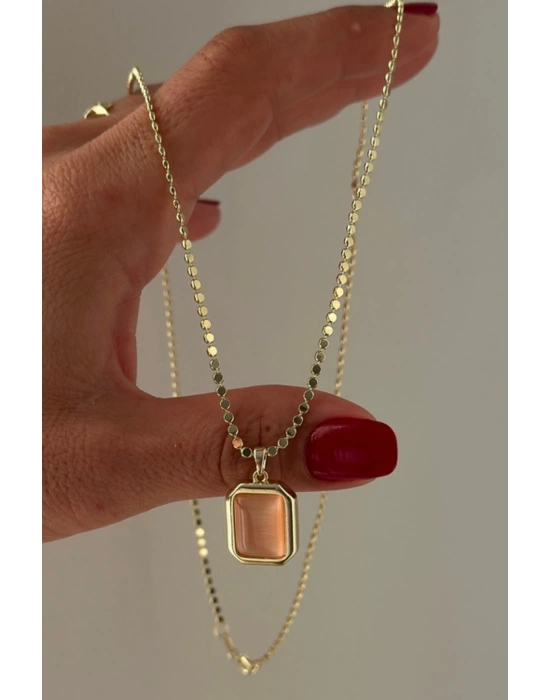 Premıum Seri Cats Eye Tasarım Plaka Model 60 Cm Ezme Zincirli Kadın Çelik Kolye