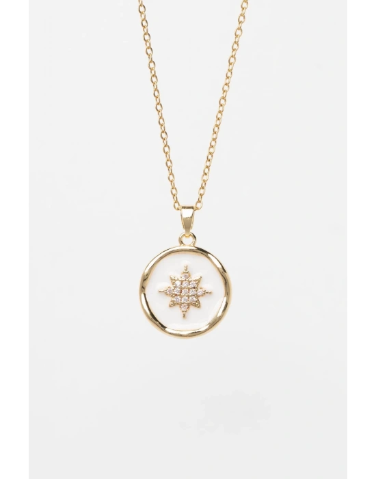 Özel Seri Sedefli Kutup Yıldızı Tasarım 45 Cm Kadın Çelik Kolye