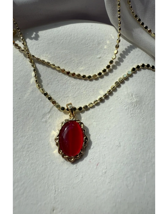 Özel Seri Scarlet Grace Tasarım Arpa Zincirli 60 Cm Kadın Çelik Kolye