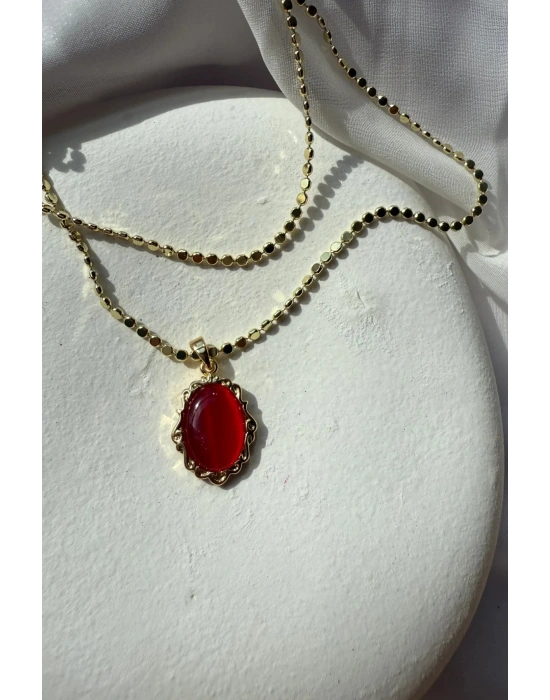 Özel Seri Scarlet Grace Tasarım Arpa Zincirli 60 Cm Kadın Çelik Kolye