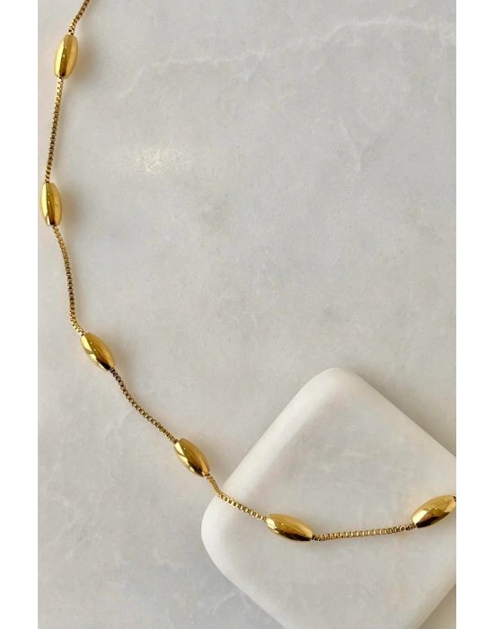 Özel Seri Oval Detaylı 45 Cm Kadın Çelik Kolye