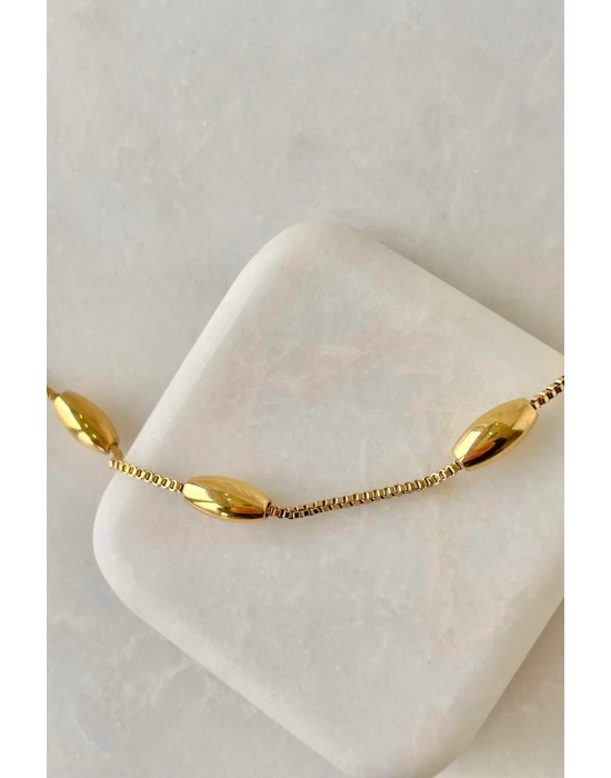 Özel Seri Oval Detaylı 45 Cm Kadın Çelik Kolye